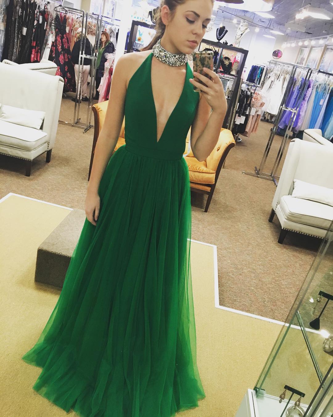 Halter Prom Dress,green Prom Dress,long Prom Dress,sexy Prom Gowns,prom Dresses 2017