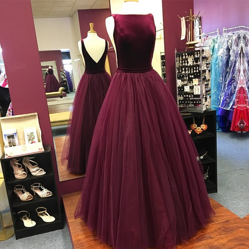 Velvet Dress,ball Gowns Evening Dress, Burgundy Prom Dresses,long Evening Gowns,open Back Evening Dress