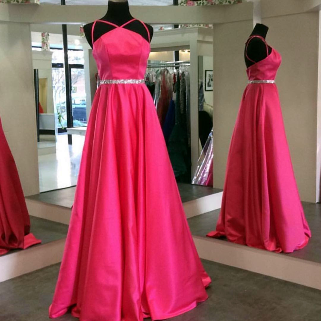Pink Prom Dress,long Evening Gowns,sexy Long Formal Dress,satin Gowns,backless Prom Dress,prom Gowns 2017