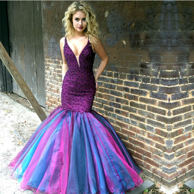 Mermaid Prom Dress,mermaid Evening Gowns,sexy Prom Dress 2017,ombre Prom Dresses