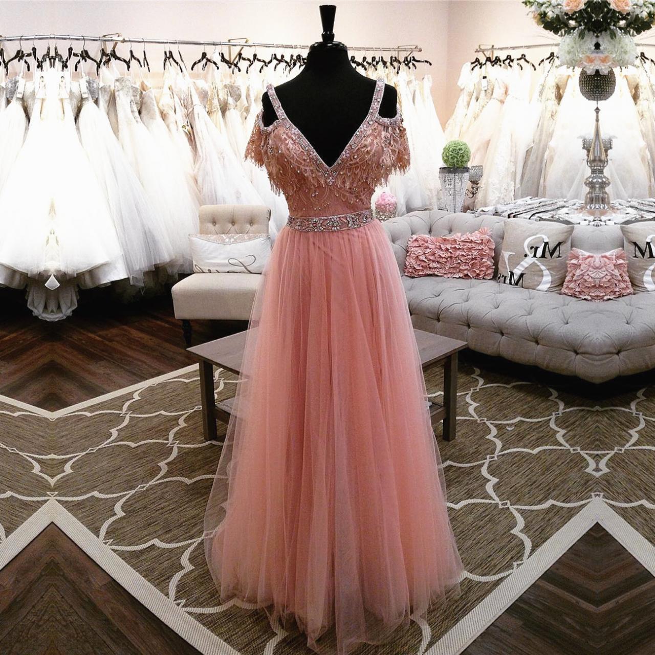 Pink Prom Dress,off The Shoulder Evening Gowns,elegant Party Dress,long Prom Dress