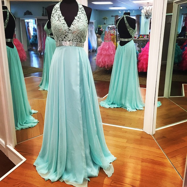 Light Blue Prom Dress,halter Prom Dress,open Back Prom Dress,chiffon Evening Gowns,prom Dresses 2017