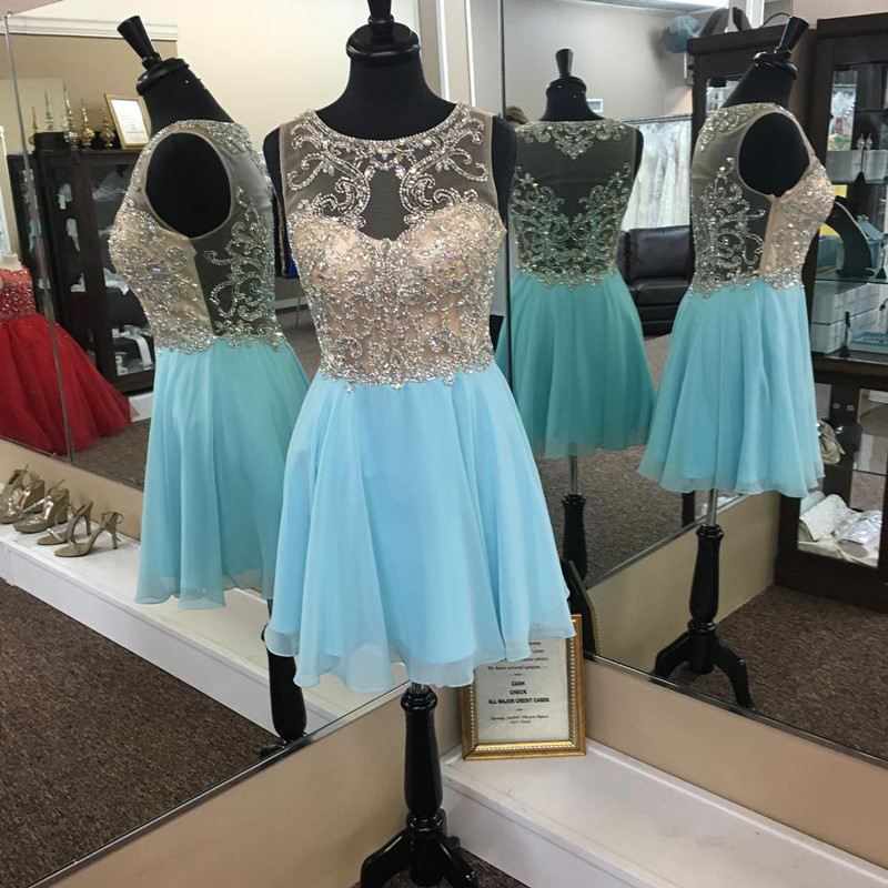 Beaded Homecoming Dress,chiffon Prom Dresses Short,short Cocktail Dress,light Blue Homecoming Dresses