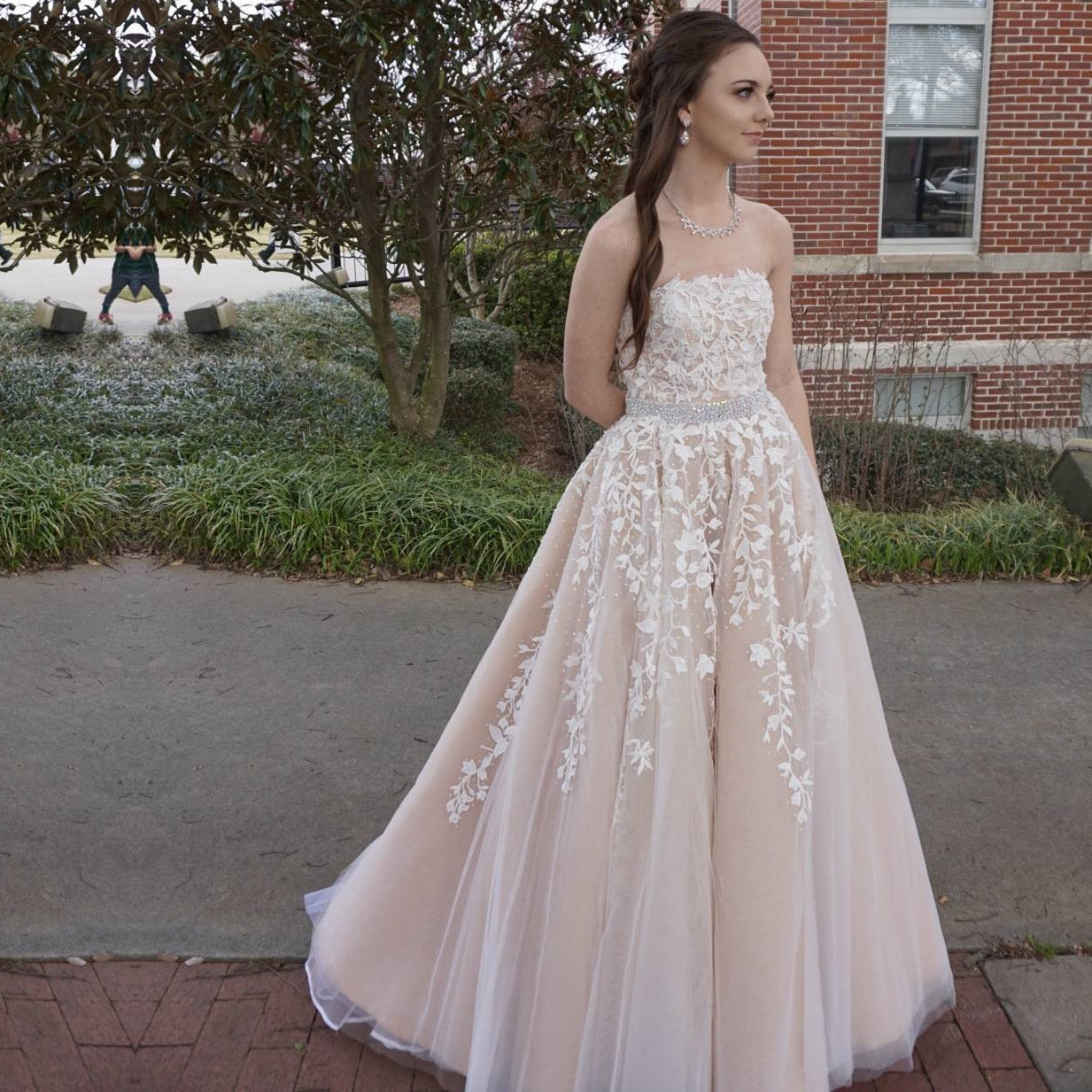 Strapless Prom Dress,champagne Ball Gowns,ball Gowns Prom Dresses,lace Evening Dresses