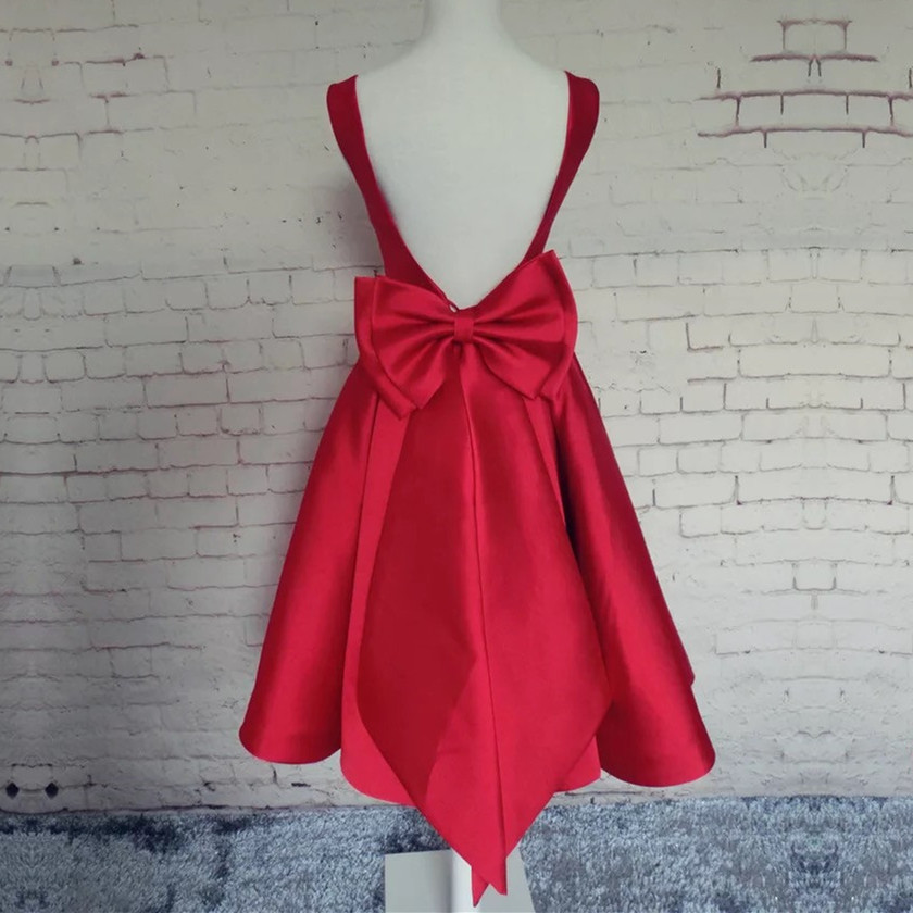slim fit dress slacks Lace Short Scoop Ball Gown Sleeveless Bowknot Open Back Homecoming Dress US16W / As Picture