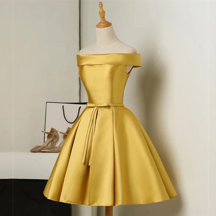 Gold Bridesmaid Dress,short Bridesmaid Dress,elegant Party Dress,short Homecoming Dresses,short Prom Dresses