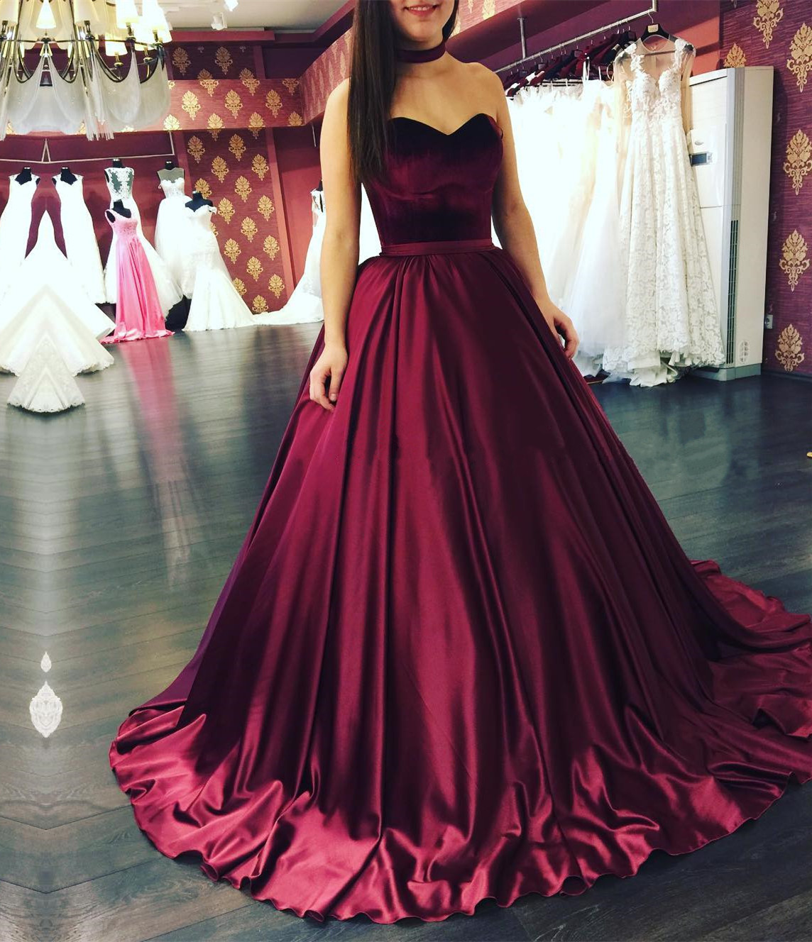  Burgundy  Ball Gowns  burgundy  Wedding  Dresses  sweetheart 