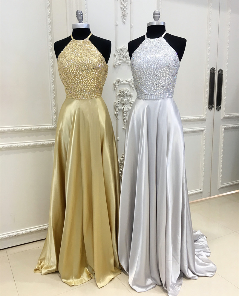 Gold Ball Gowns,halter Prom Dress,ball Gowns Prom Dress,elegant Prom Dress,prom Dresses 2017