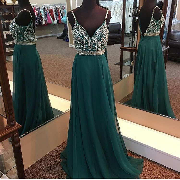 Emerald Green Prom Dress,long Evening Gowns,sexy Prom Dress, V Neck Prom  Dress on Luulla