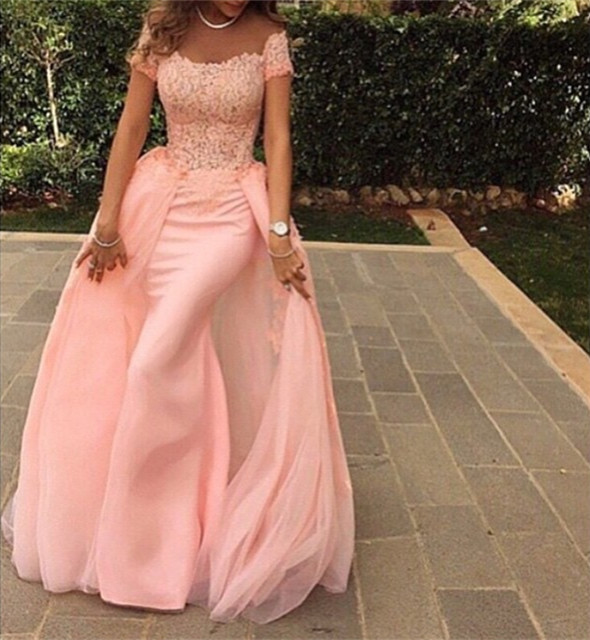 Pink Mermaid Dress,removable Train Prom Dress,elegant Evening Dress,sexy Long Formal Dress