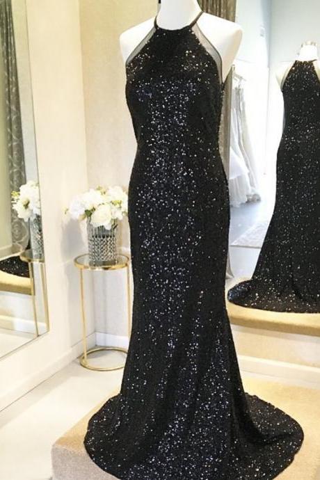 Black Mermaid Prom Dress,Sequins Evening Gowns,Black Bridesmaid Dress,Glitter Bridesmaid Dresses