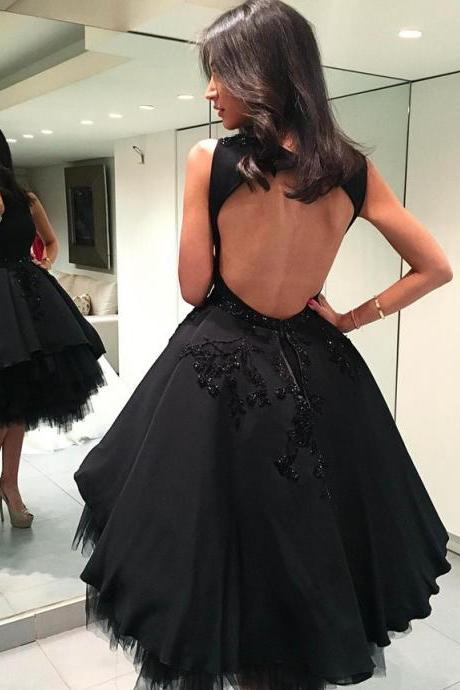 Black Party Dress,open Back Homecoming Dress,short Mini Ball Gowns,prom Dresses 2017