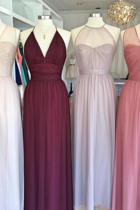 mixed style bridesmaid dresses,tulle bridesmaid dresses,long bridesmaid dresses,wedding party dress