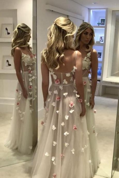 Orchid Dress,flower Prom Dress,long Evening Gowns,see Through Prom Dress,sexy Long Formal Dress