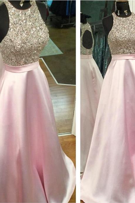 Pink Prom Dress,halter Prom Dress,keyhole Back Prom Dress,satin Prom Dress