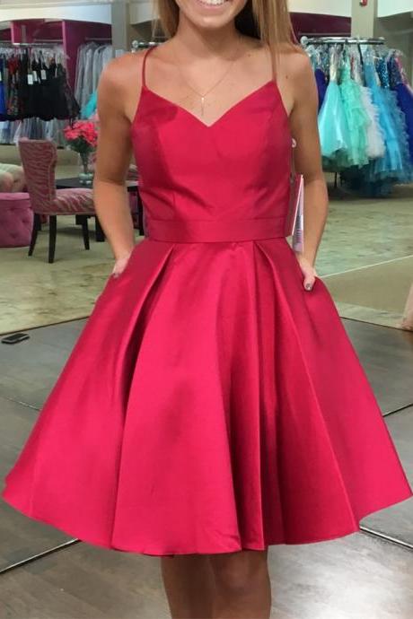 Cute Bow Back Satin Homecoming Dresses 2018 Short Prom Gowns