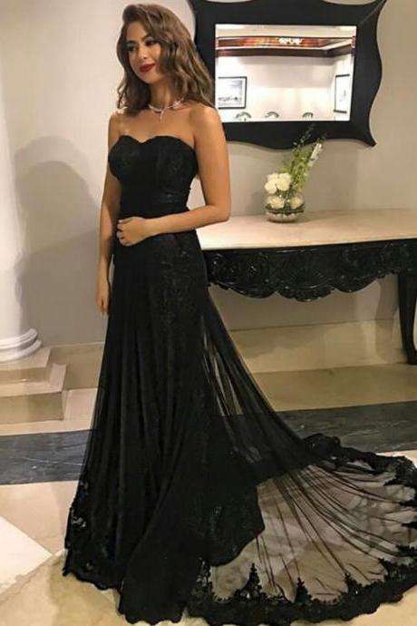 Black Lace Evening Gowns,lace Prom Dress,mermaid Prom Dresses 2018