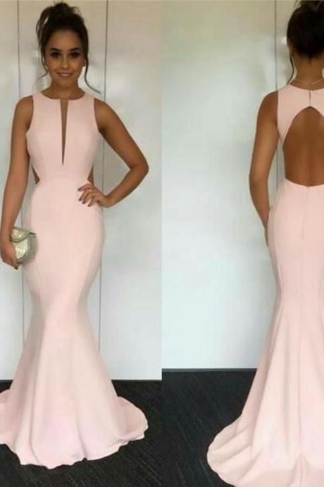 Pearl Pink Prom Dresses,mermaid Evening Gowns,open Back Prom Dress,long Bridesmaid Dresses