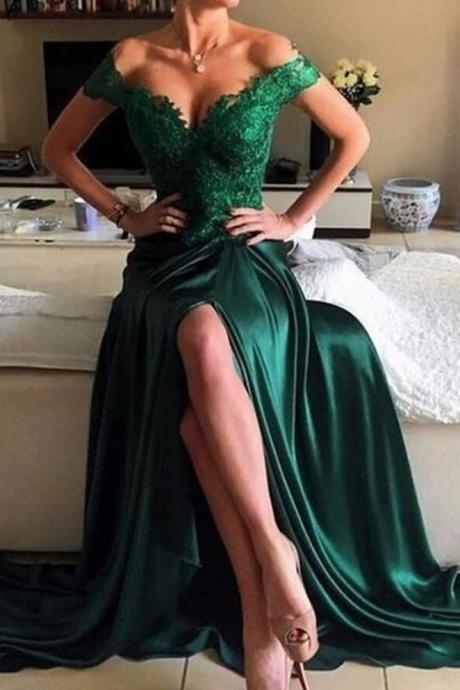 Green Prom Dress,sweetheart Prom Dress,off The Shoulder Evening Gowns,prom Dresses 2018 Long
