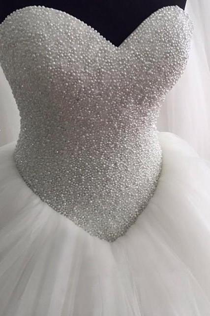 Crystal Beaded Sweetheart Bodice Corset Ball Gowns Wedding Dress 2016 Bling Bling Style