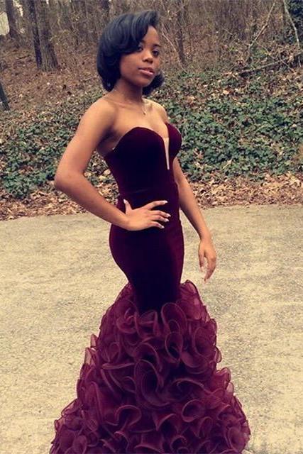 Burgundy Prom Dresses,Wine Red Evening Gowns,Navy Blue Prom Gowns,Mermaid Dress
