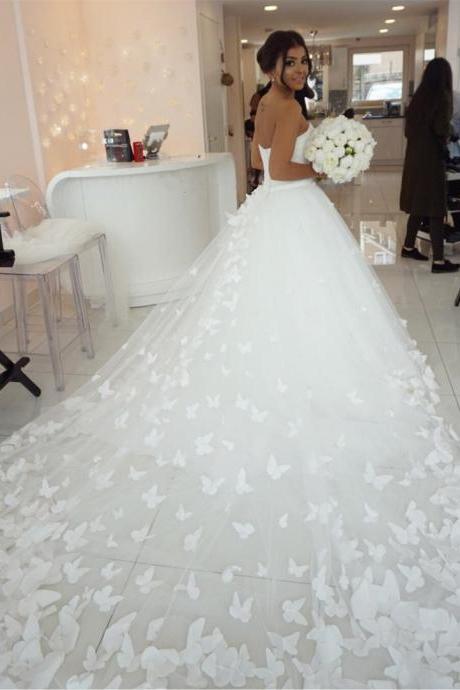 white butterfly wedding dress