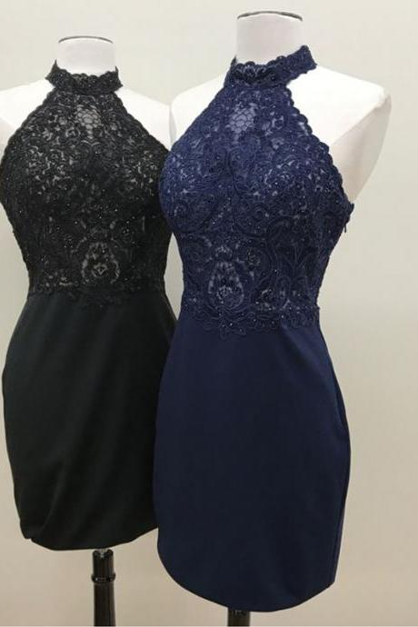 Black Homecoming Dress,Navy Blue Cocktail Dress,Sheath Party Dress,Short Prom Dresses 2017