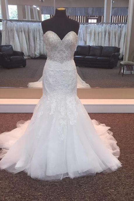 Sweetheart Wedding Dress,Mermaid Wedding Gowns,Wedding Dress Lace Appliques,Bridal Dress 2016