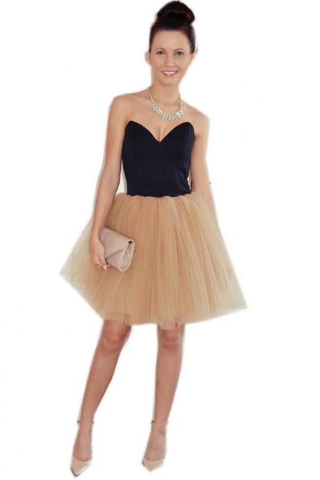 Black Sweetheart Pleated Tulle Short Prom Gowns 2017 Simple Homecoming Dress
