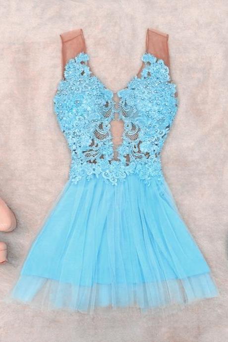 Turquoise Party Dresses,lace Beaded Homecoming Dresses,short Sweetheart Prom Dress,elegant Prom Gowns 2017,women&amp;#039;s Cocktail Dress