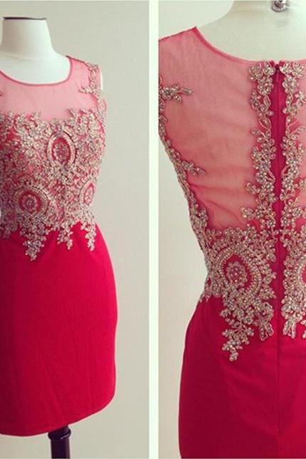 Red Homecoming Dresses With Gold Lace Beaded 2017 Design