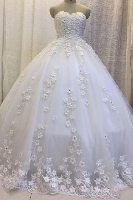 Handmade Flower Wedding Dresses Ball Gown 2017 Floor Length Bride Dress