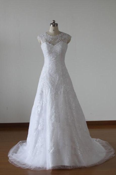 100% real photo vintage lace cap sleeves white lace wedding dress princess 2017