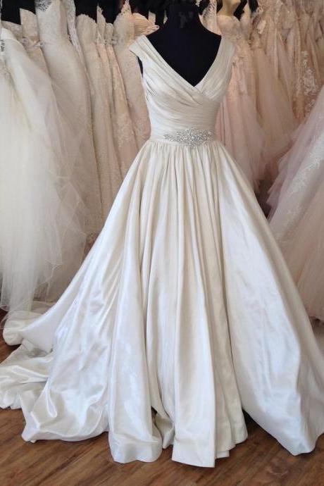 vintage v neck ball gowns wedding dress 2017