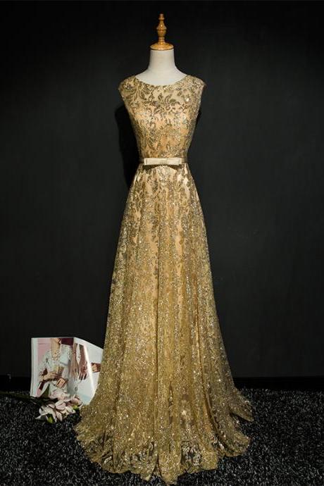 gold lace sequins and embroidery long prom dresses 2017 elegant formal evening gowns