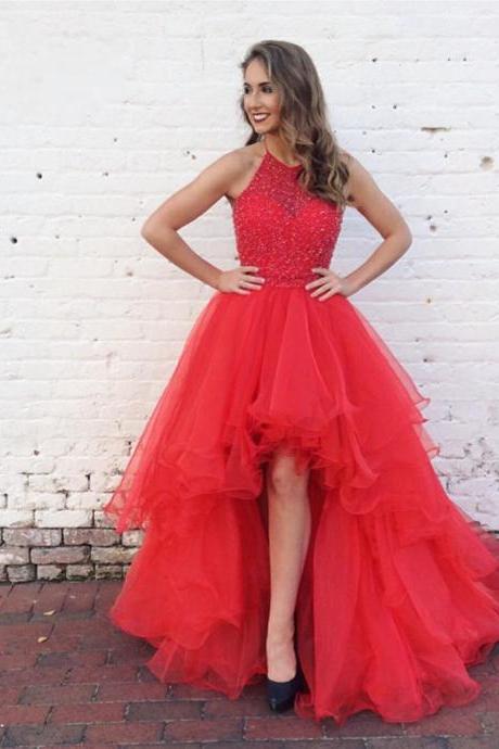 Red Prom Dress,high Low Prom Dress,prom Dress 2017,ruffles Prom Dress,front Short Long Back
