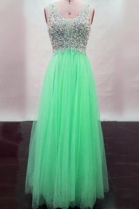 Real Sample Prom Dress,mint Green Prom Dress, Floor Length Evening Dress,sparkly Gowns,prom Dresses 2017