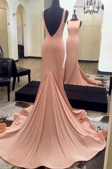 Pink Prom Dress,mermaid Prom Dresses,sexy Long Evening Dresses,prom Dress 2017,backless Formal Gowns