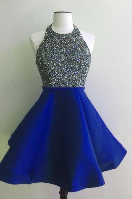 Halter Prom Dress,sequins Dress,short Prom Gowns,sequins Homecoming Dress,sparkly Dress