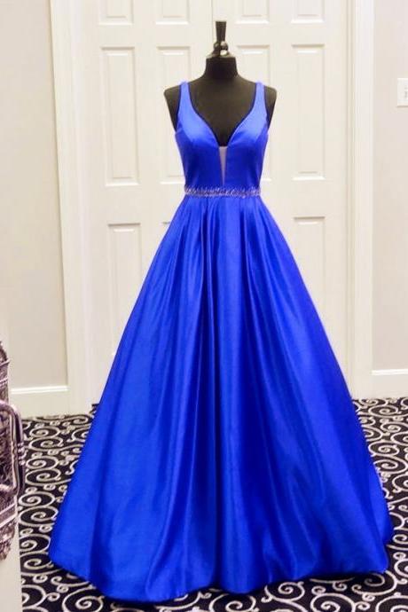 v neck prom dress,ball gowns prom dress,sexy prom gowns,long prom dress,satin evening gowns