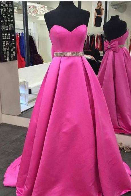 Pink Prom Dresses,satin Ball Gowns,prom Dresses 2017,formal Evening Gowns,women's Party Dress