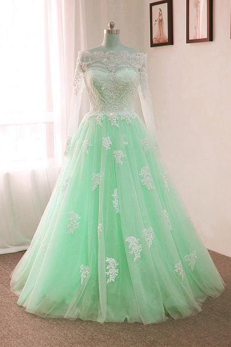 Mint Green Wedding Dresses,ball Gowns Wedding Dresses,wedding Dresses Lace Appliques,romantic Bride Dresses