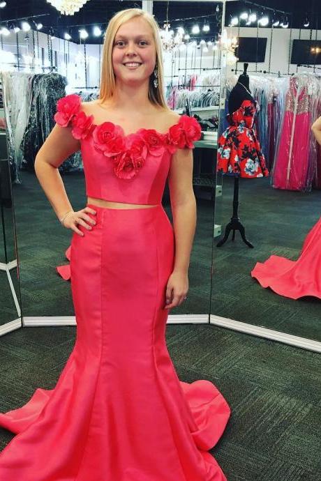 two piece prom gowns,red prom dresses,mermaid prom dresses,2 piece prom gowns,mermaid evening dress