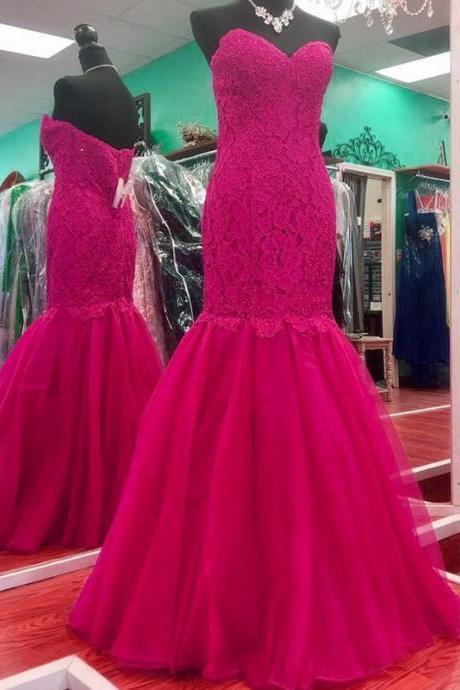 Pink Evening Gowns,mermaid Prom Dresses,lace Formal Gowns,prom Dresses 2017
