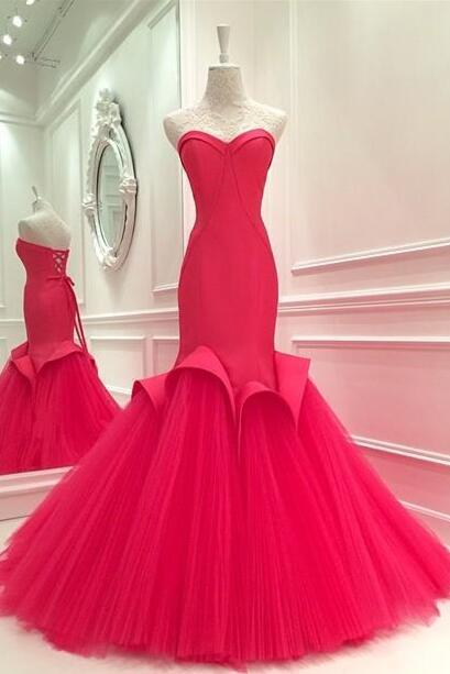 Rose Pink Evening Gowns,mermaid Prom Dress,formal Evening Gowns,sexy Mermaid Dress,women Party Dress,prom Gowns 2017