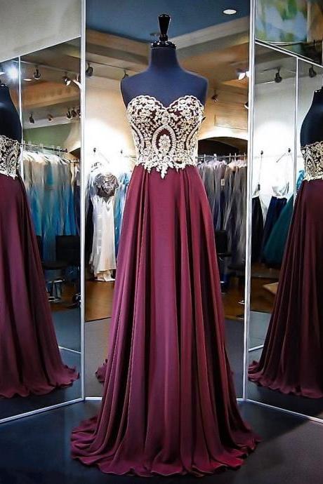 sweetheart prom dresses,lace appliques prom gowns,chiffon evening dresses,long prom dresses,prom dresses 2017