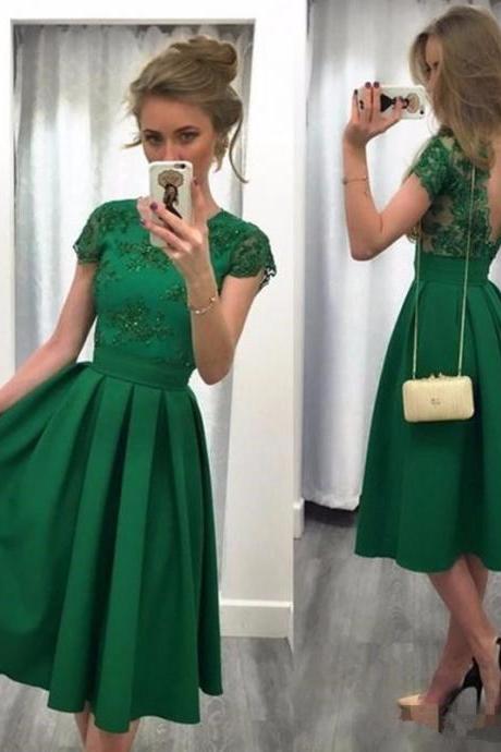 Green Homecoming Dresses,knee Length Bridesmaid Dresses,short Evening Gowns,elegant Party Dress