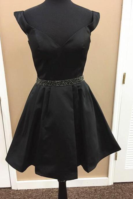 Black Homecoming Dress,short Prom Dress,short Party Dress,cute Prom Dress,satin Gowns,prom Dresses 2017 Short