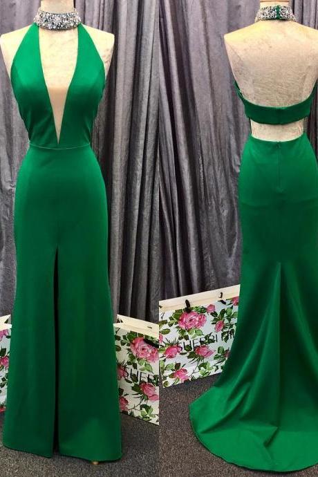 Mermaid Evening Gowns,mermaid Prom Dress, Green Prom Dress,open Back Dress
