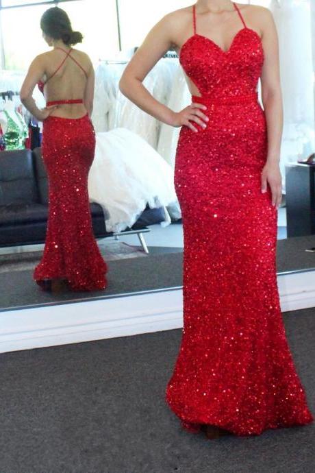 sequins prom dress,mermaid evening gowns,mermaid prom dress,sexy backless prom dresses
